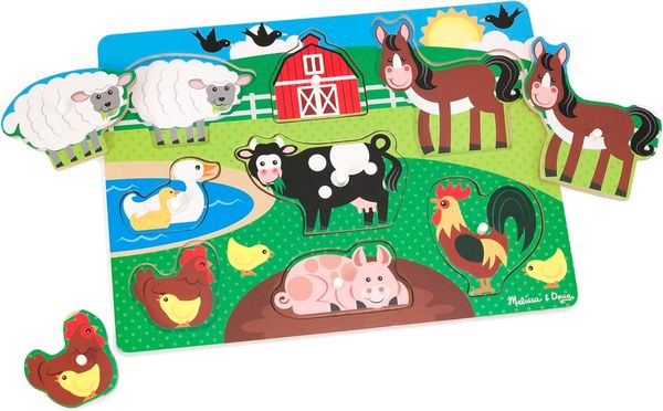 Melissa & Doug — Puzzle de encastre de madera, Animales de la Granja